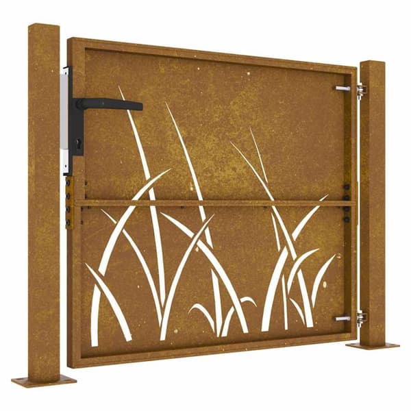 vidaXL Hageport 105x80 cm cortenstål gressdesign