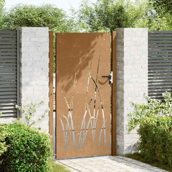 vidaXL Puutarhaportti 105x180 cm corten teräs ruohokuvio
