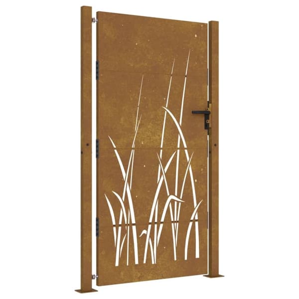 vidaXL Hageport 105x180 cm cortenstål gressdesign