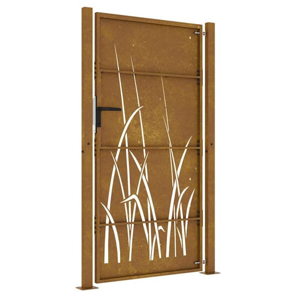 vidaXL Hageport 105x180 cm cortenstål gressdesign