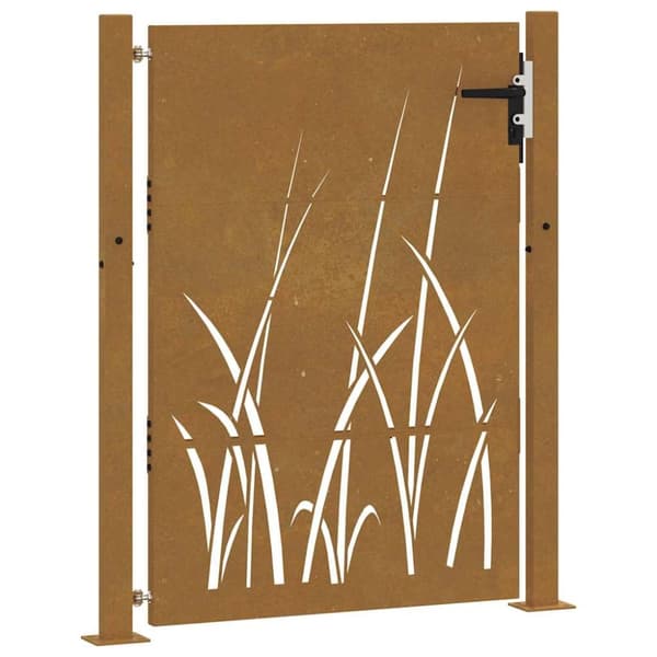 vidaXL Hageport 105x130 cm cortenstål gressdesign