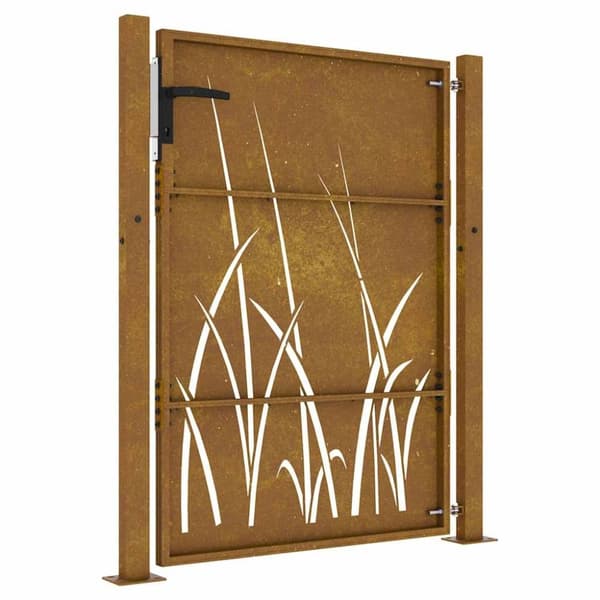 vidaXL Puutarhaportti 105x155 cm corten teräs ruohokuvio