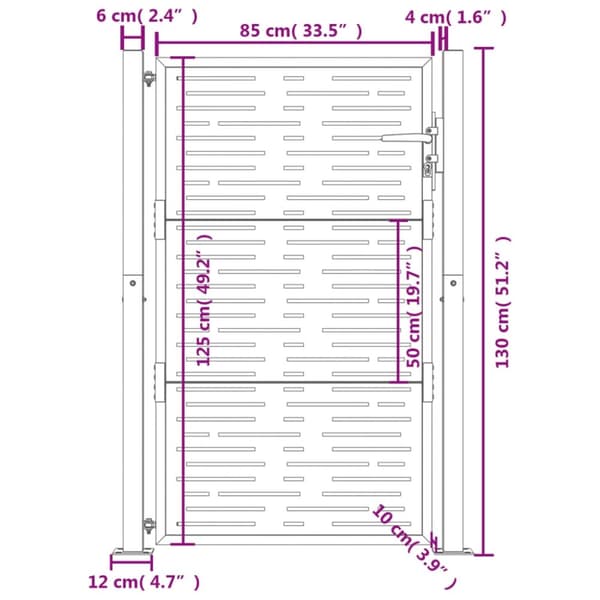 vidaXL Hageport antrasitt 105x130 cm stål firkantet design