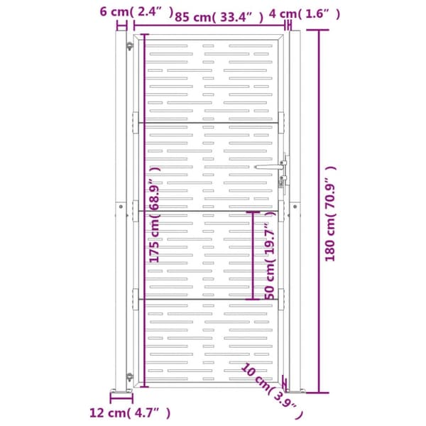 vidaXL Hageport antrasitt 105x180 cm stål firkantet design
