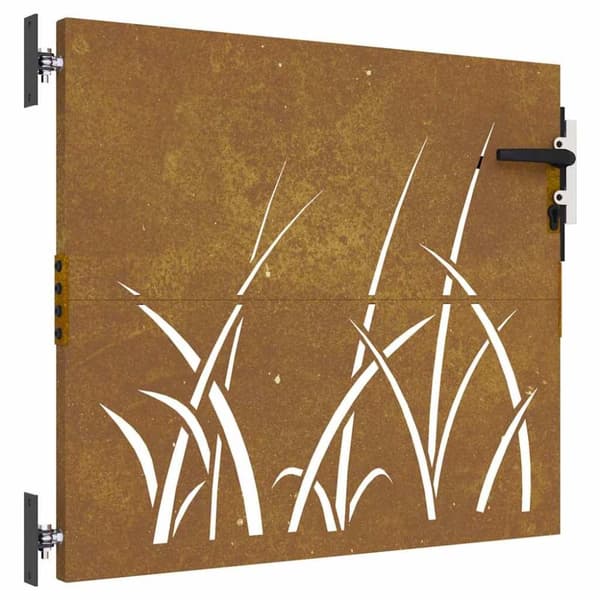 vidaXL Hageport 85x100 cm cortenstål gressdesign