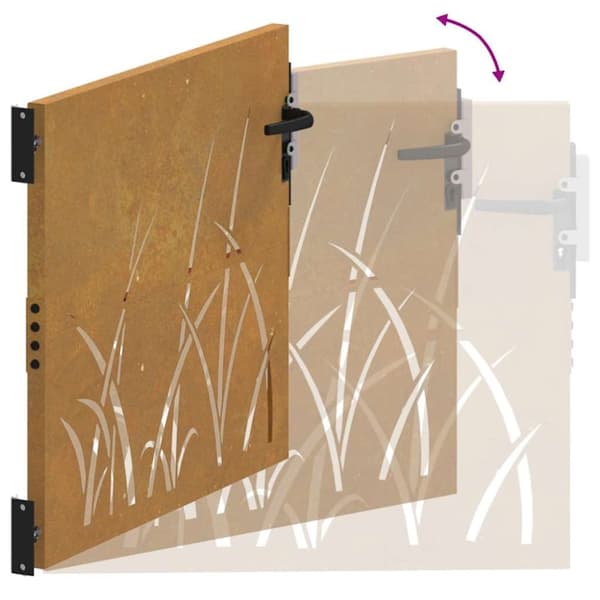 vidaXL havelåge 85x100 cm cortenstål græsdesign