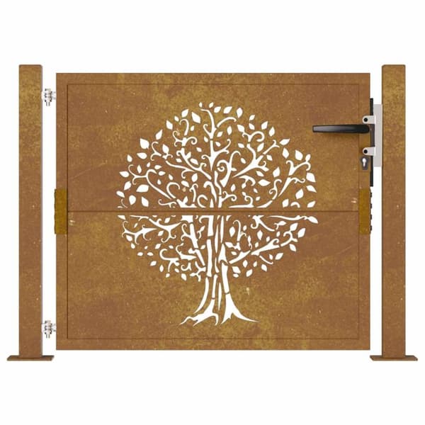 vidaXL Puutarhaportti 105x80 cm corten teräs puukuvio