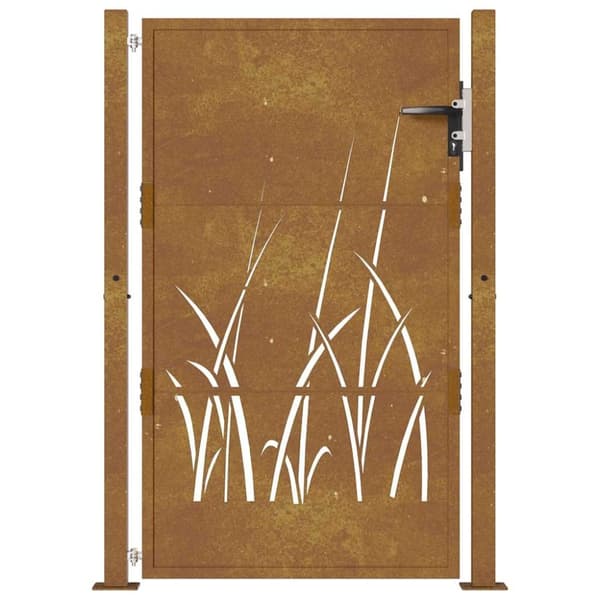 vidaXL Puutarhaportti 105x130 cm corten teräs ruohokuvio