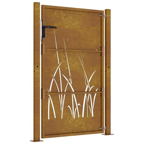 vidaXL Hageport 105x130 cm cortenstål gressdesign