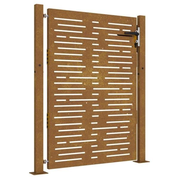 vidaXL Puutarhaportti 105x155 cm corten teräs raitakuvio