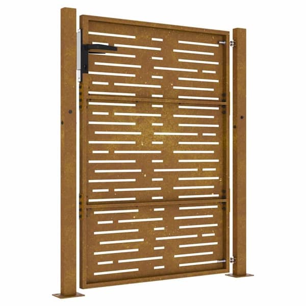 vidaXL Puutarhaportti 105x155 cm corten teräs raitakuvio