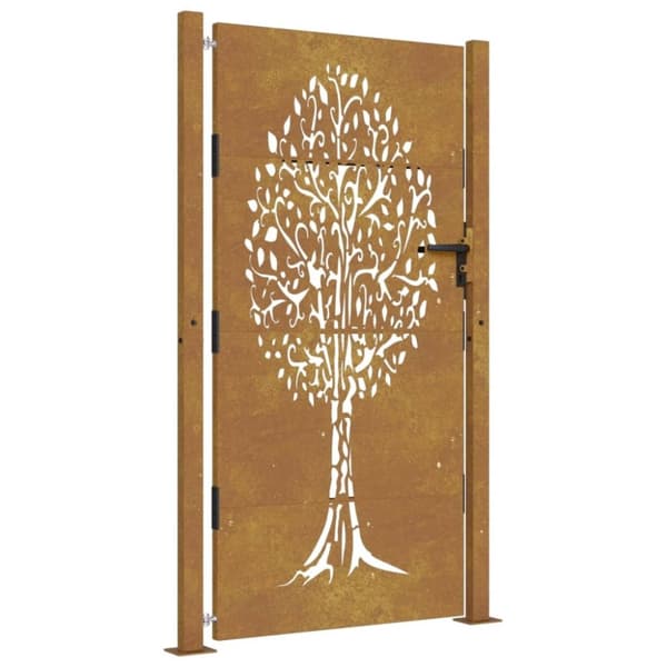 vidaXL havelåge 105x205 cm cortenstål trædesign