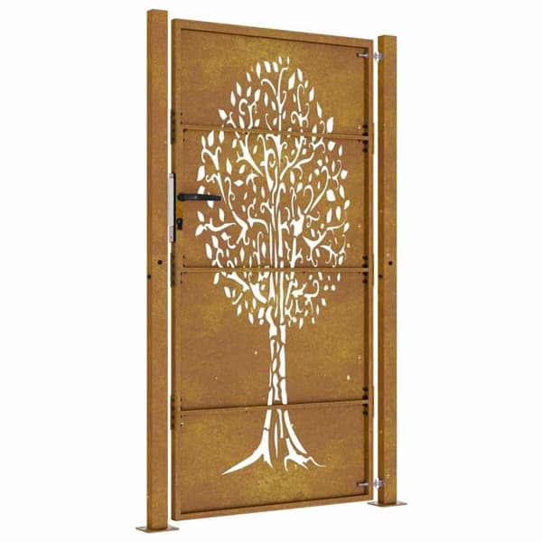 vidaXL havelåge 105x205 cm cortenstål trædesign