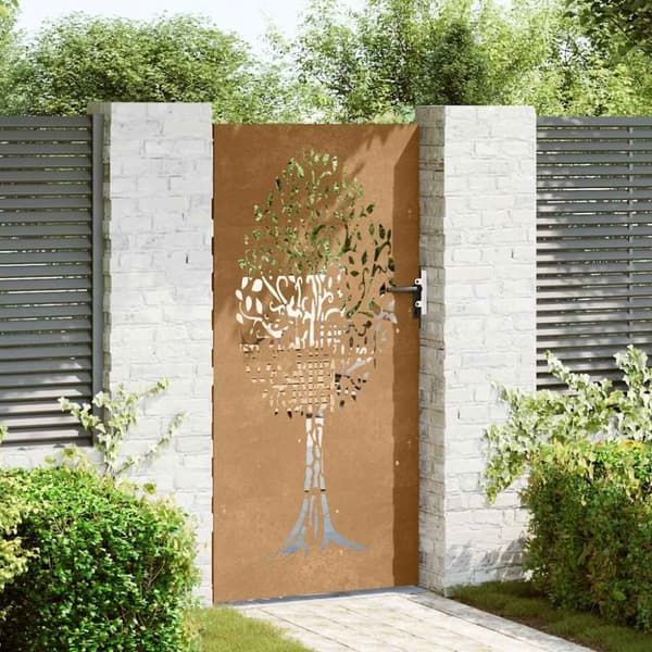 vidaXL havelåge 85x200 cm cortenstål trædesign