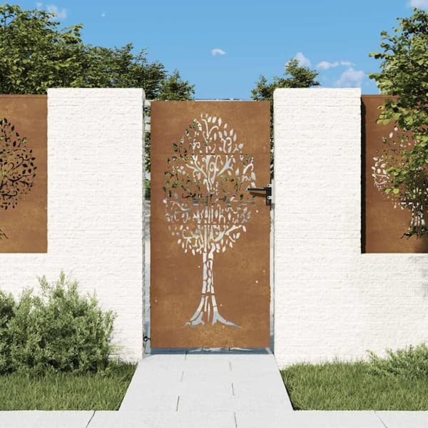 vidaXL havelåge 85x200 cm cortenstål trædesign