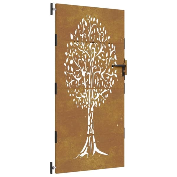 vidaXL Puutarhaportti 85x200 cm corten teräs puukuvio