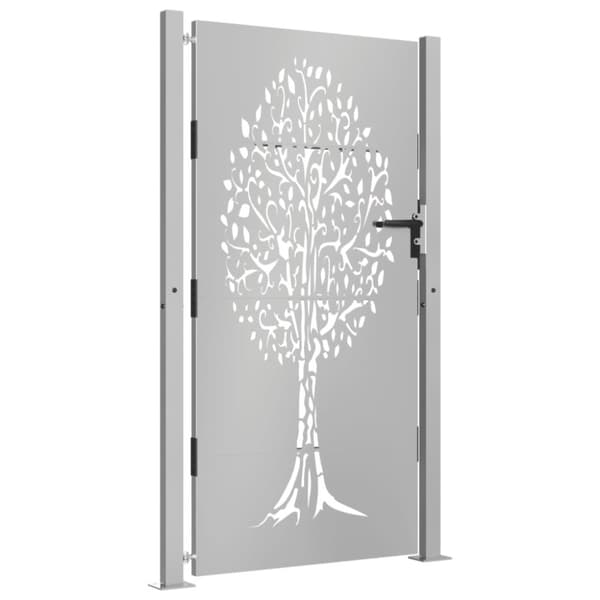 vidaXL Puutarhaportti 105x180 cm corten teräs puukuvio