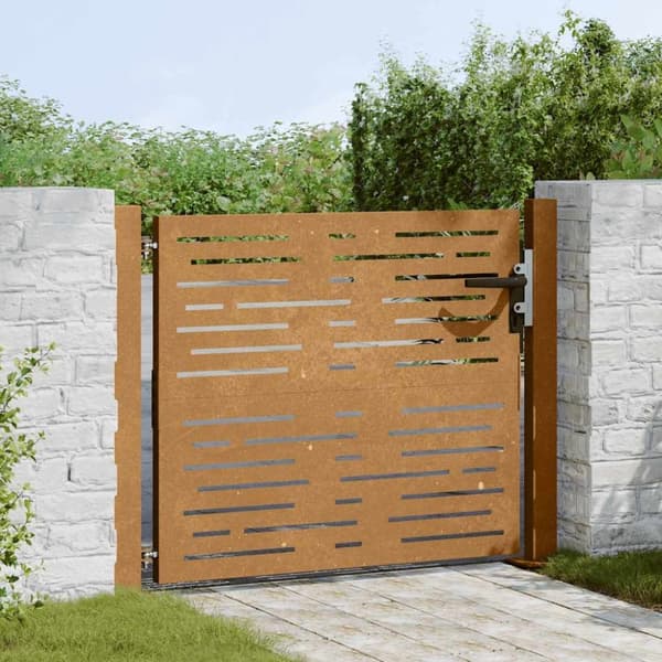 vidaXL Puutarhaportti 105x105 cm corten teräs raitakuvio