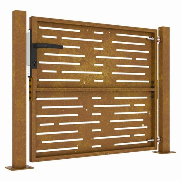 vidaXL Puutarhaportti 105x105 cm corten teräs raitakuvio