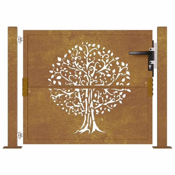 vidaXL Hageport 105x105 cm cortenstål tredesign