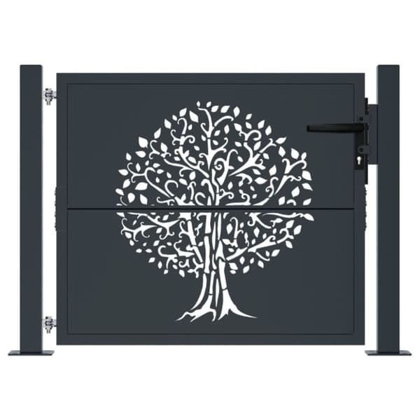 vidaXL havelåge 105x80 cm stål trædesign antracitgrå