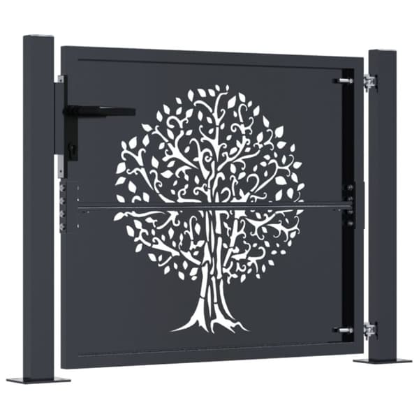 vidaXL havelåge 105x80 cm stål trædesign antracitgrå