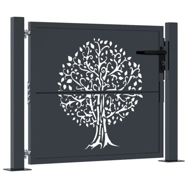 vidaXL havelåge 105x80 cm stål trædesign antracitgrå
