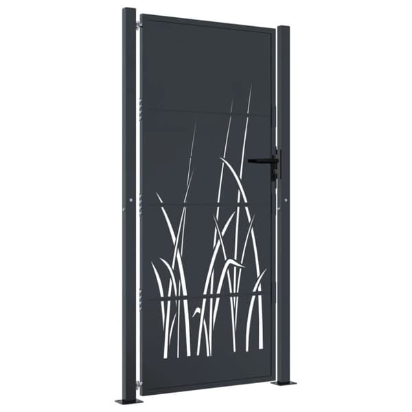 vidaXL havelåge 105x205 cm stål græsdesign antracitgrå