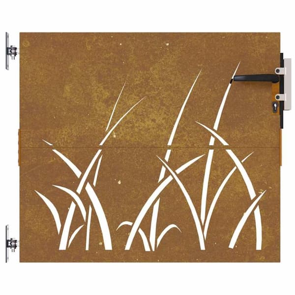 vidaXL Puutarhaportti 85x75 cm corten teräs ruohokuvio