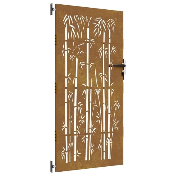 vidaXL Puutarhaportti 85x175 cm corten teräs bambukuvio