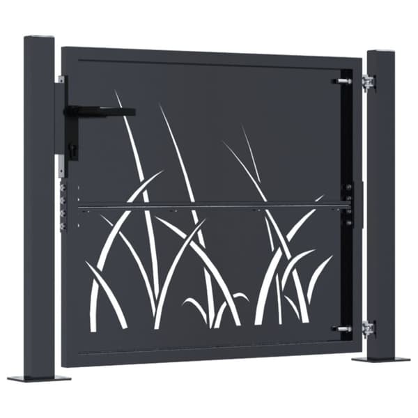 vidaXL Puutarhaportti antrasiitti 105x80 cm teräs ruohokuvio