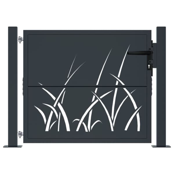 vidaXL Hageport antrasitt 105x80 cm stål gressdesign