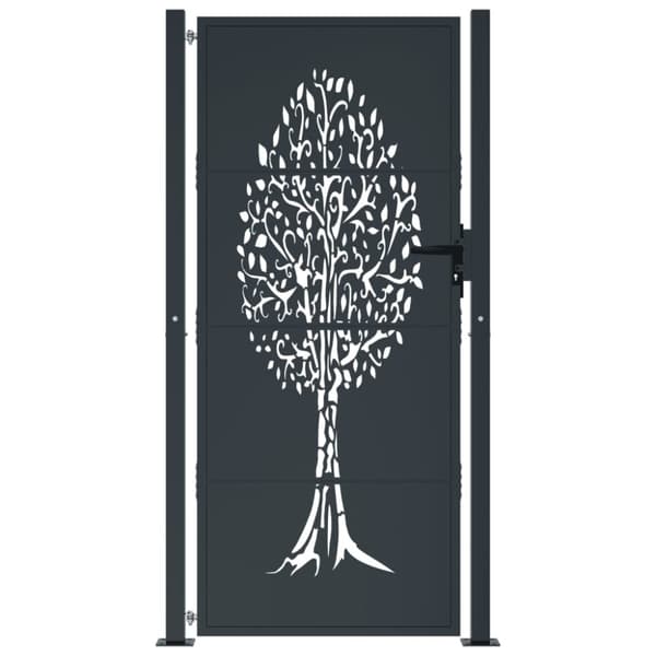 vidaXL havelåge 105x180 cm stål trædesign antracitgrå