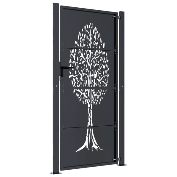 vidaXL havelåge 105x180 cm stål trædesign antracitgrå