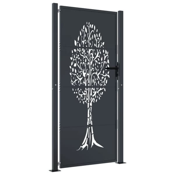 vidaXL havelåge 105x180 cm stål trædesign antracitgrå
