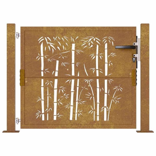 vidaXL havelåge 105x105 cm cortenstål bambusdesign