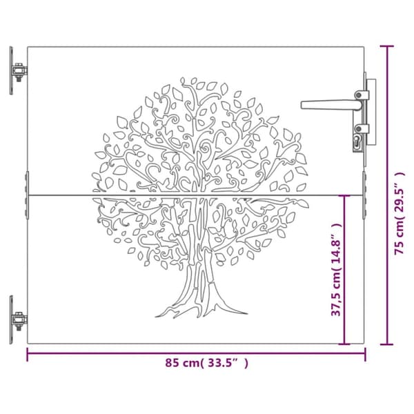 vidaXL Hageport 85x75 cm cortenstål tredesign