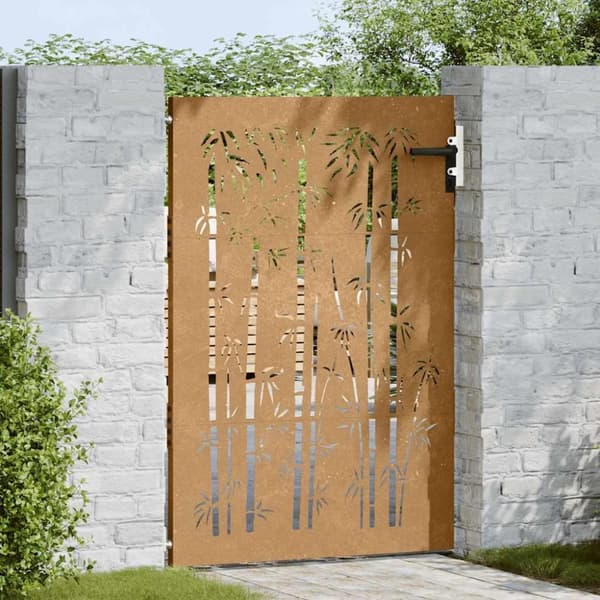 vidaXL Puutarhaportti 85x125 cm corten teräs bambukuvio