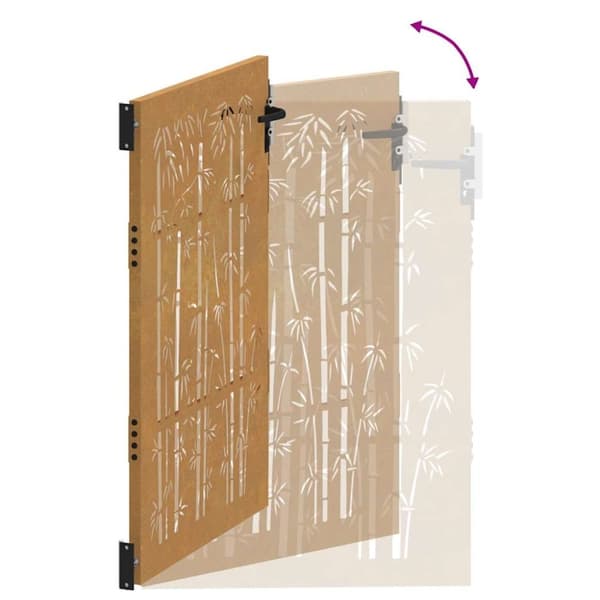 vidaXL Puutarhaportti 85x125 cm corten teräs bambukuvio