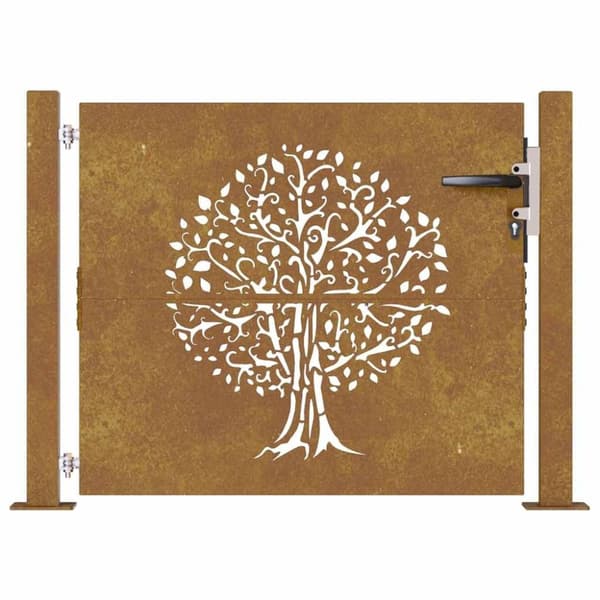 vidaXL Hageport 105x105 cm cortenstål tredesign