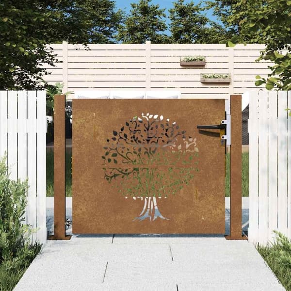 vidaXL Hageport 105x105 cm cortenstål tredesign