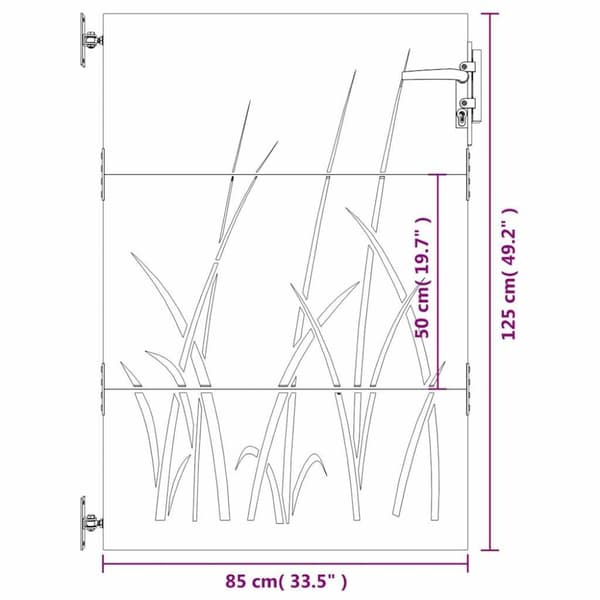 vidaXL Hageport 85x125 cm cortenstål gressdesign