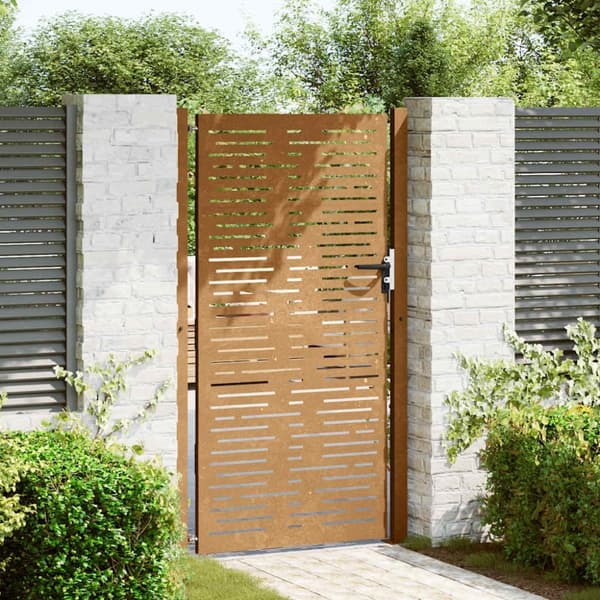 vidaXL Puutarhaportti 105x205 cm corten teräs raitakuvio