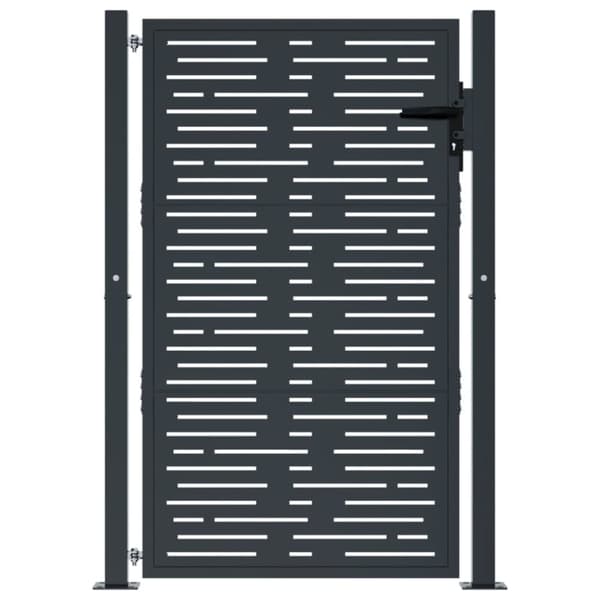 vidaXL Puutarhaportti antrasiitti 105x155 cm teräs raitakuvio