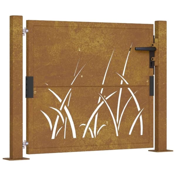 vidaXL havelåge 105x80 cm cortenstål græsdesign