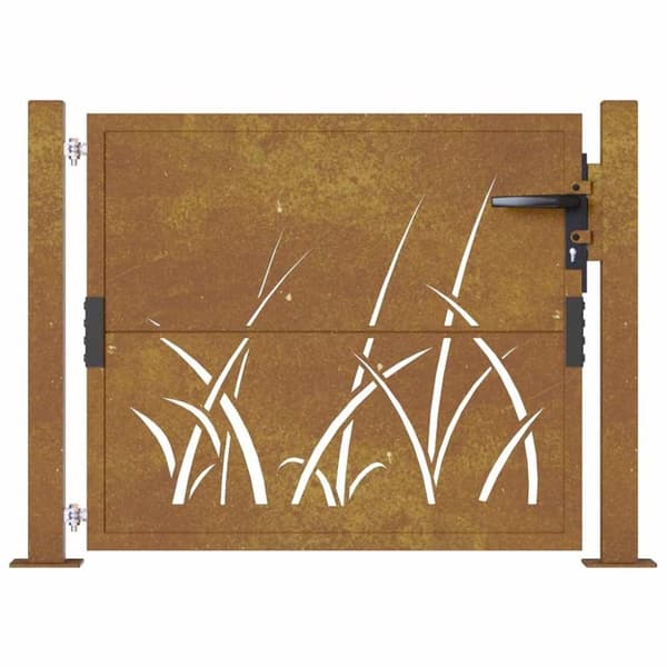 vidaXL havelåge 105x80 cm cortenstål græsdesign