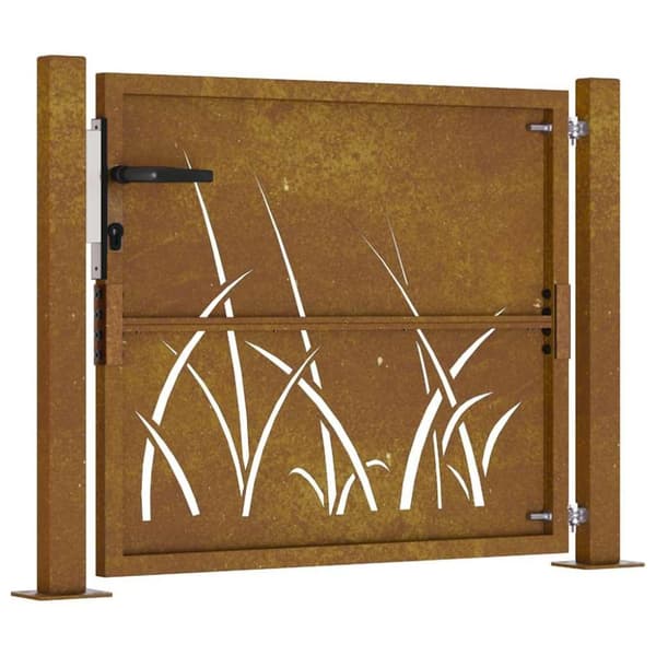 vidaXL havelåge 105x80 cm cortenstål græsdesign