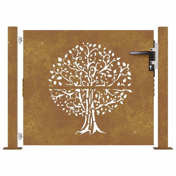 vidaXL havelåge 105x80 cm cortenstål trædesign
