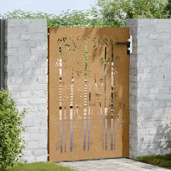 vidaXL havelåge 85x150 cm cortenstål bambusdesign