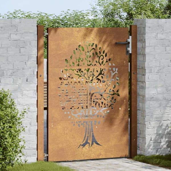 vidaXL havelåge 105x130 cm cortenstål trædesign